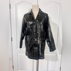 Totes Vegan Patent Croc Trench Jacket - sz S